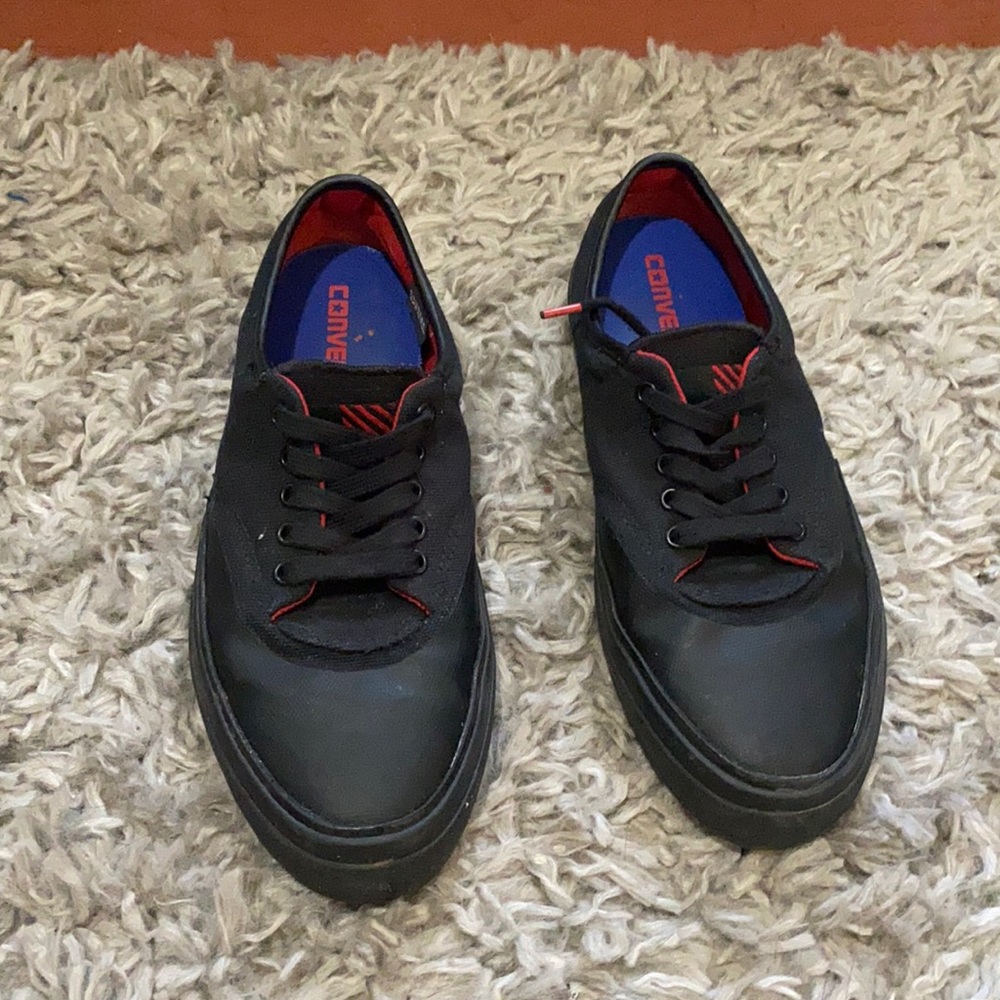 All black low top converse